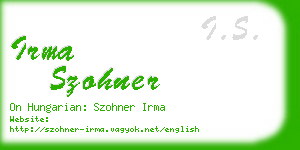 irma szohner business card